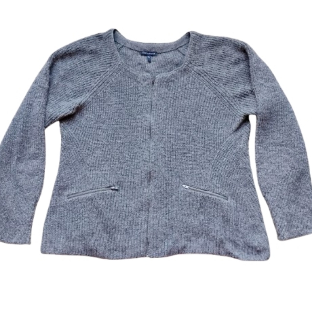 EILEEN FISHER L Baby Alpaca Zip Jacket Taupe | Tailored‎ Fit + Zippered Pockets